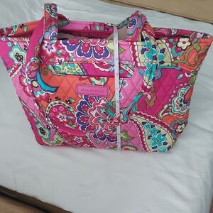 Vera Bradley Hot Pink Multicolor Paisley Quilted Tote
